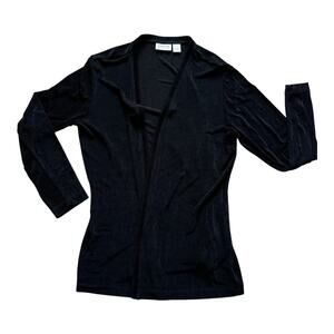 Chico's Travelers Cardigan Womens Size Large Black Open Front 3/4 Sleeve